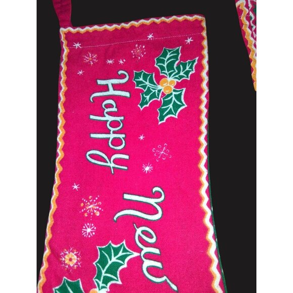Mcm 1950s Original Set Of 2 Christmas Stockings Seasons Greetings Happy New Year - Picture 5 of 13